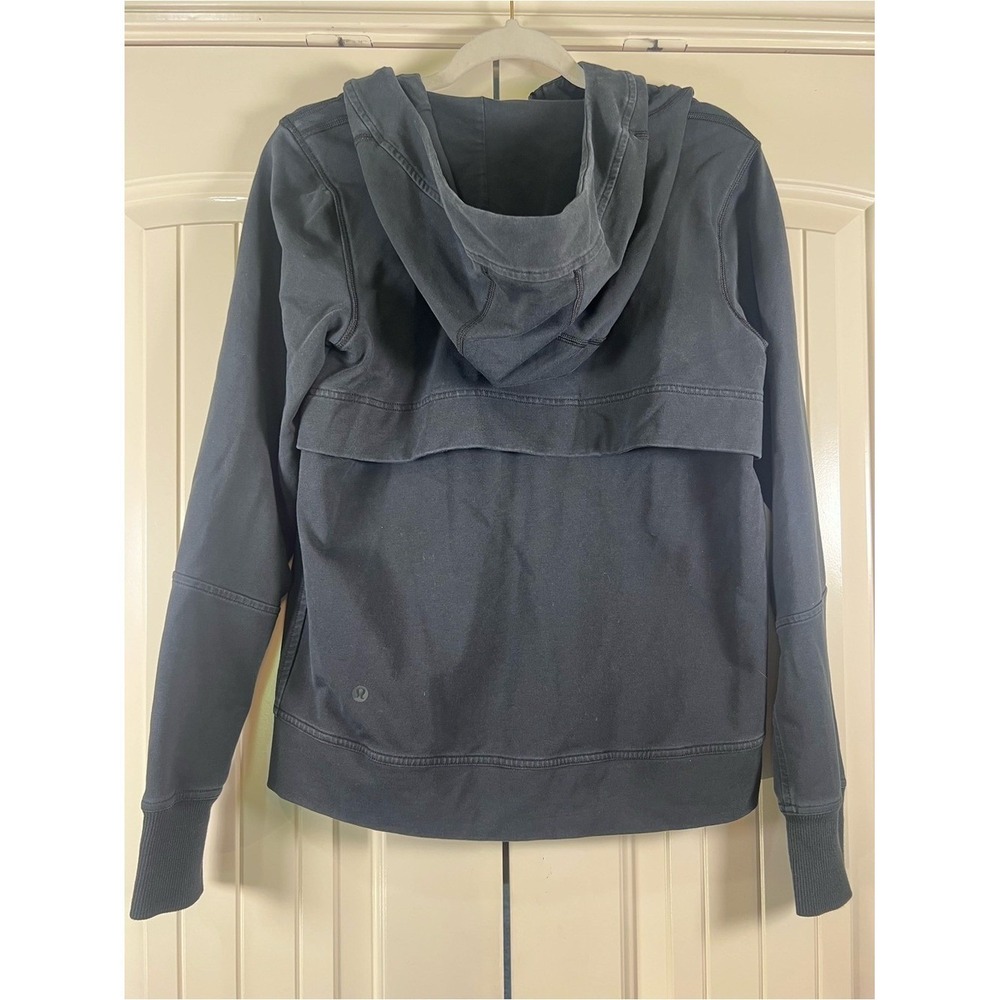 Lululemon Full Zip Hooded Jacket Black Gray Vented Back Fleece Hoodie Size 4 - Picture 5 of 8